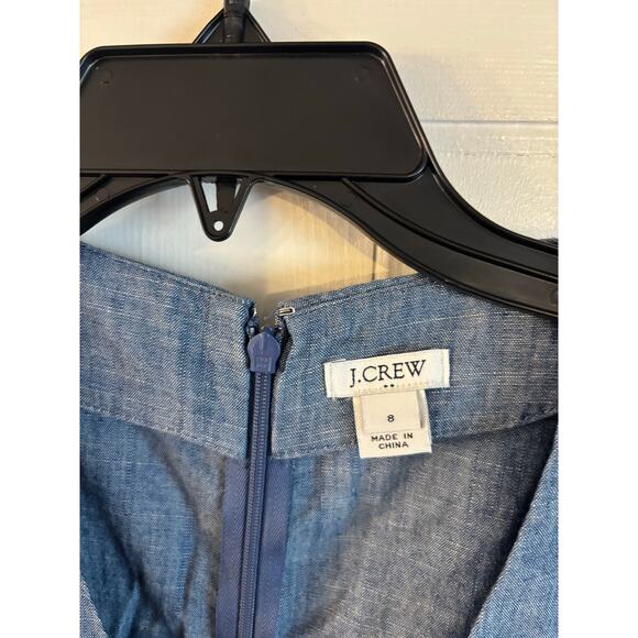 J. Crew Faux Wrap Chambray dress Blue Denim Ruffled Blue Womens size 8 - Picture 6 of 6